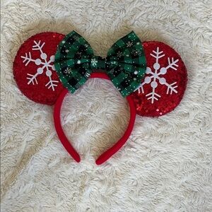 Festive Red and Green Snowflake Headband